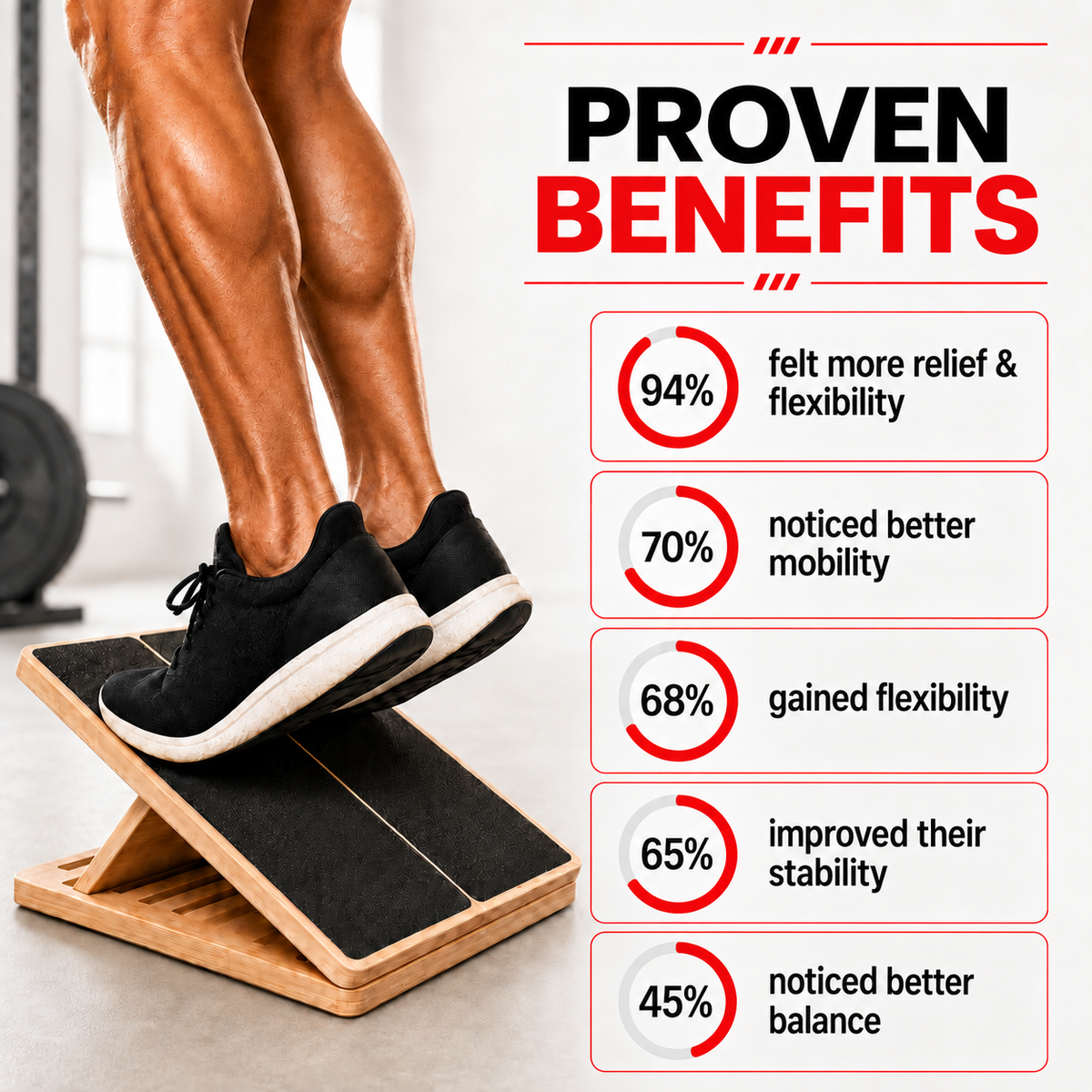 Armvora® Adjustable Wooden Slant Board – Calf & Ankle Mobility Trainer