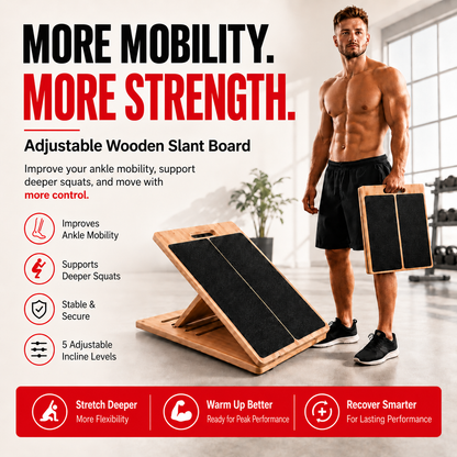 Armvora® Adjustable Wooden Slant Board – Calf & Ankle Mobility Trainer