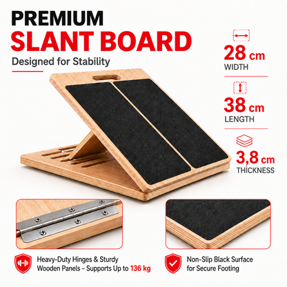 Armvora® Adjustable Wooden Slant Board – Calf & Ankle Mobility Trainer