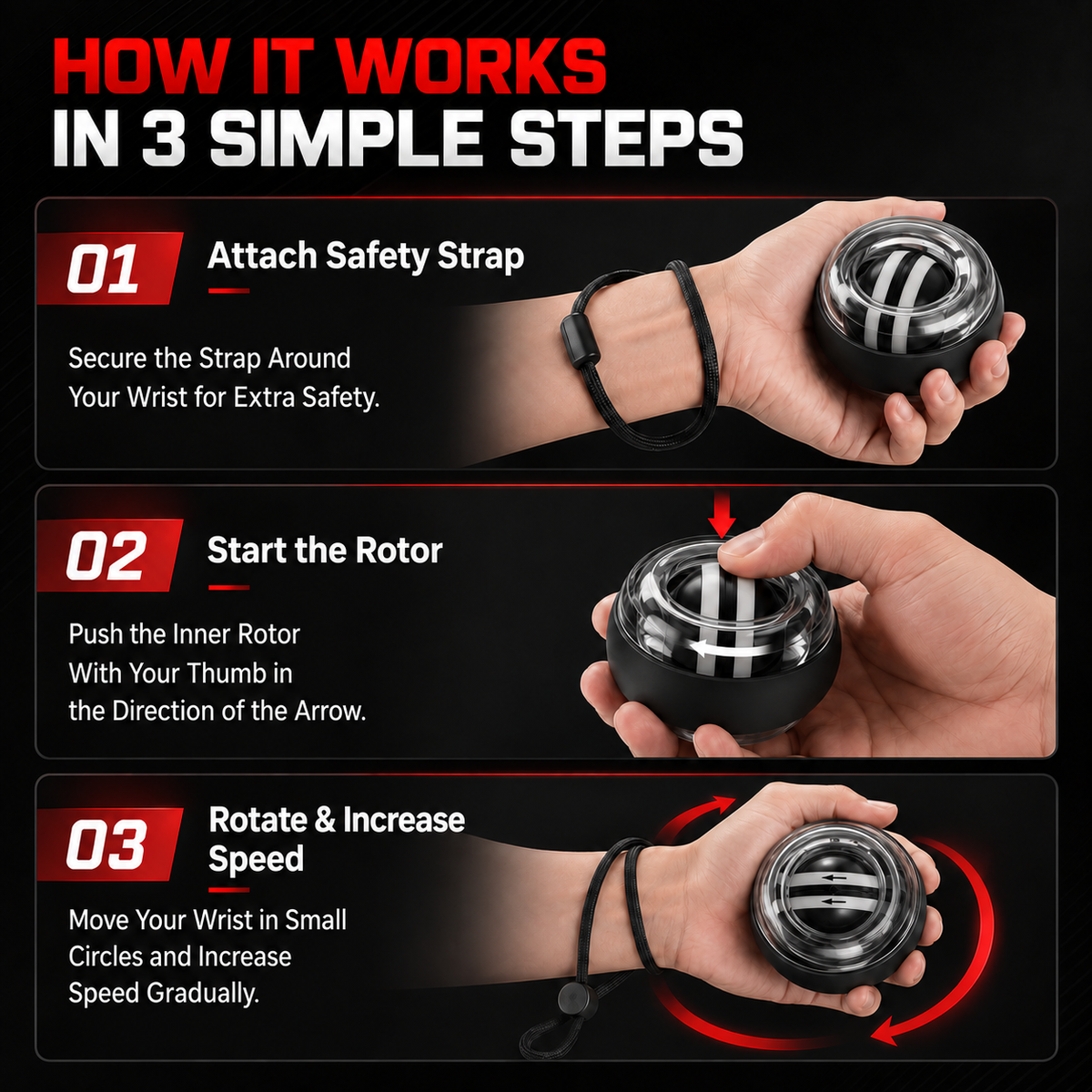 Armvora® Auto-Start Gyro Ball – Wrist & Forearm Strength Trainer