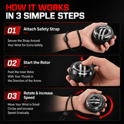 Armvora® Auto-Start Gyro Ball – Wrist & Forearm Strength Trainer