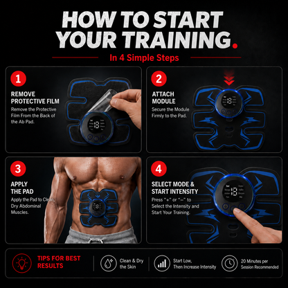 Armvora® EMS Muscle Stimulator Abs Trainer – Wireless USB Rechargeable Body Toning Device