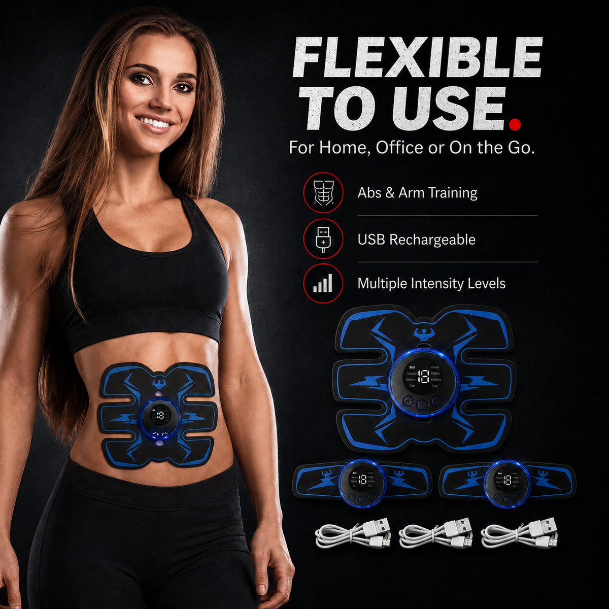 Armvora® EMS Muscle Stimulator Abs Trainer – Wireless USB Rechargeable Body Toning Device