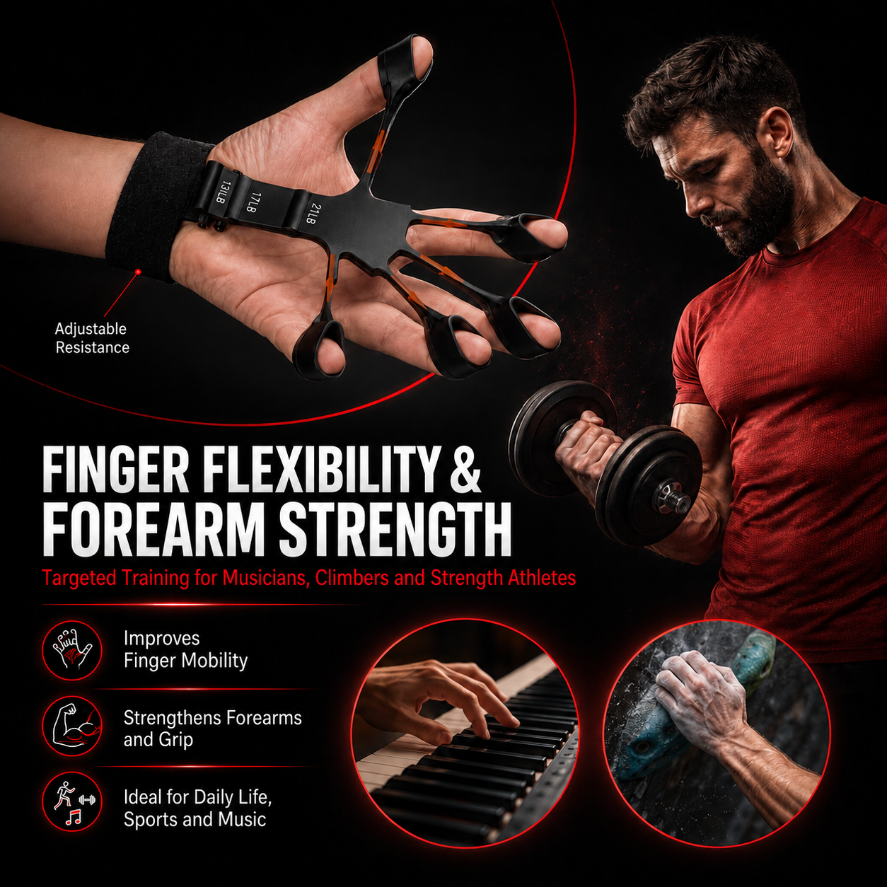 Armvora® Hand Grip Strengthener Set – Adjustable 5–60 kg Finger & Forearm Trainer