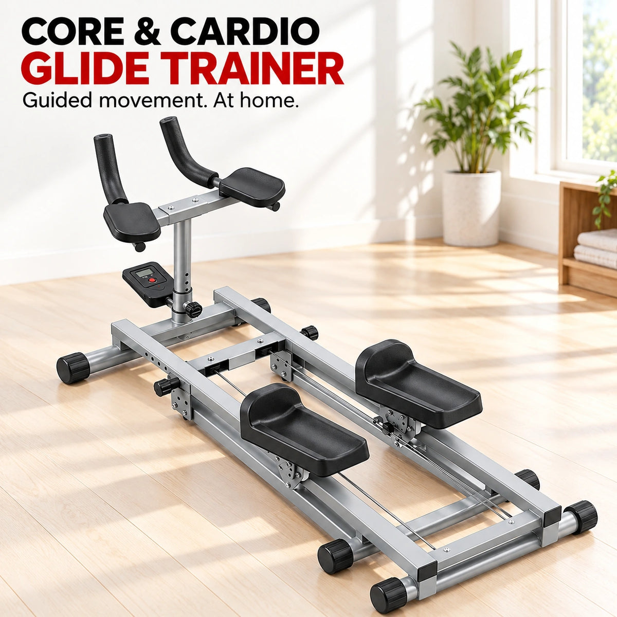 Armvora Core & Cardio Glide Trainer – Premium Edition – silver frame and black support pads