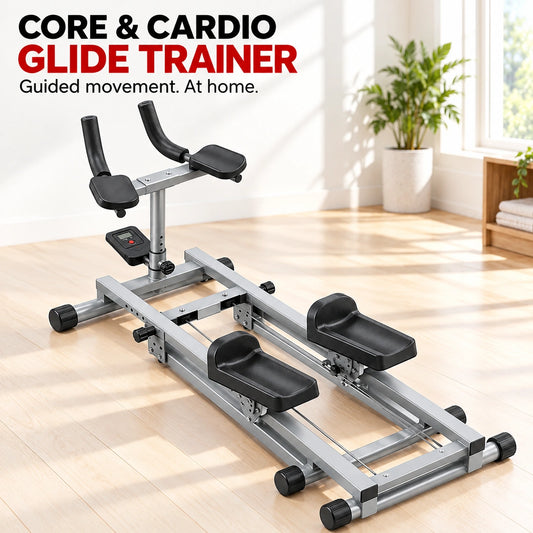 Armvora Core & Cardio Glide Trainer – Premium Edition – silver frame and black support pads
